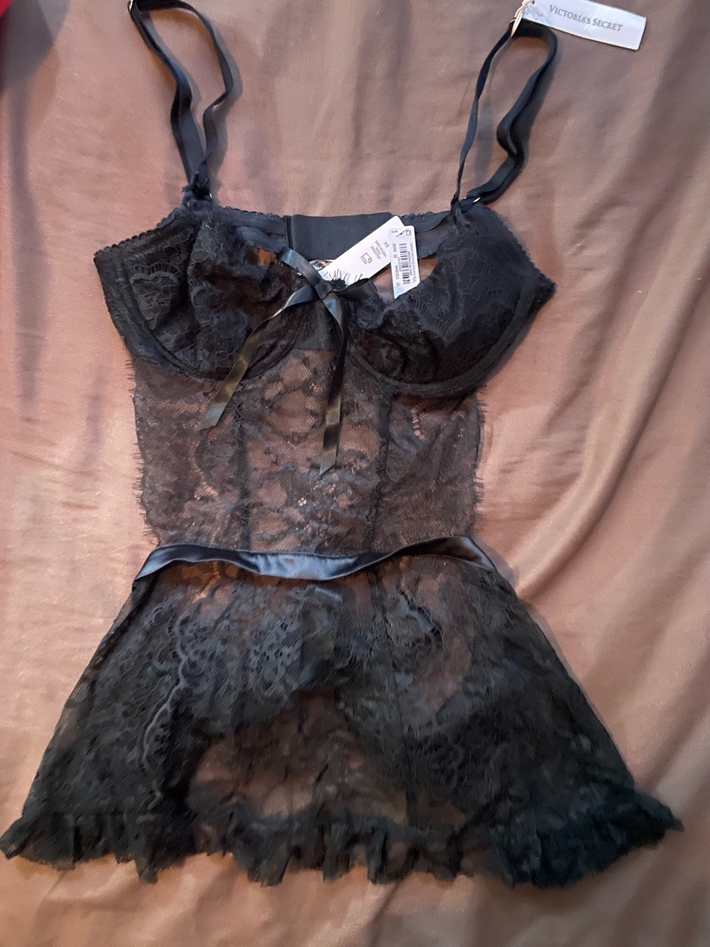 Victoria's Secret Very Sexy Wicked Transparent Mesh and Lace Apron Set